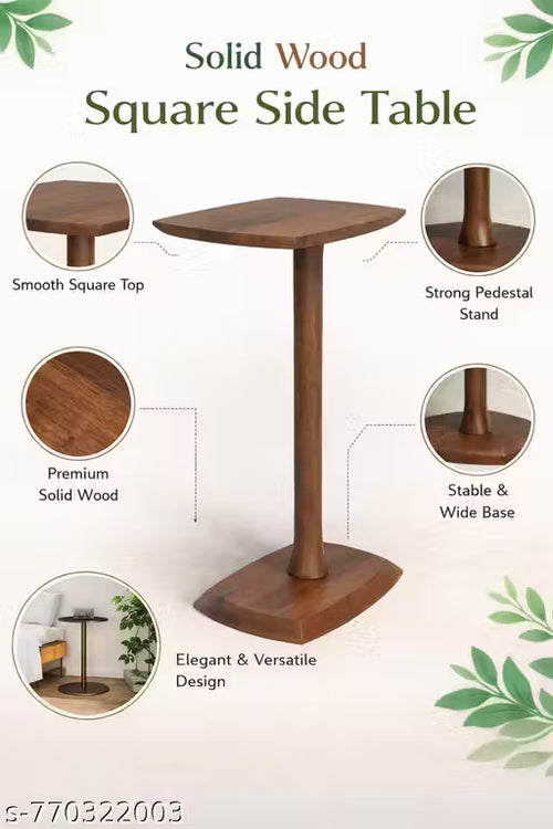 Premium Solid Wood Side Table / Pedestal Stand for Living Room, Bedroom & Office